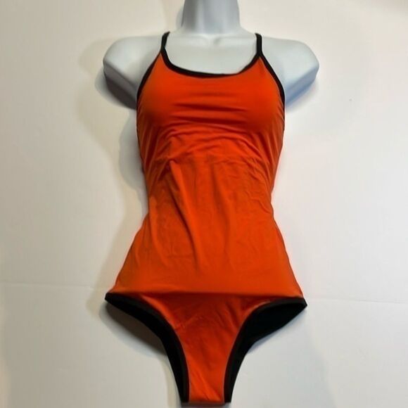 Beautikini women’s orange/black one piece bathing suit. Fully lined size XS NWT - Picture 1 of 5